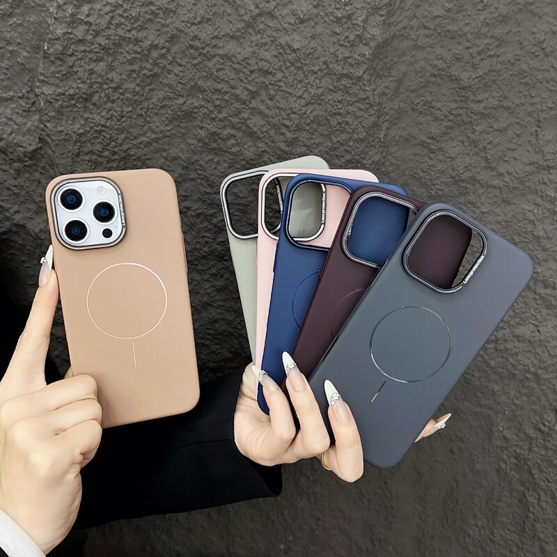 纯色肤感磨砂适用iPhone17细圈磁吸手机壳苹果16高级感防摔保护套|undefined
