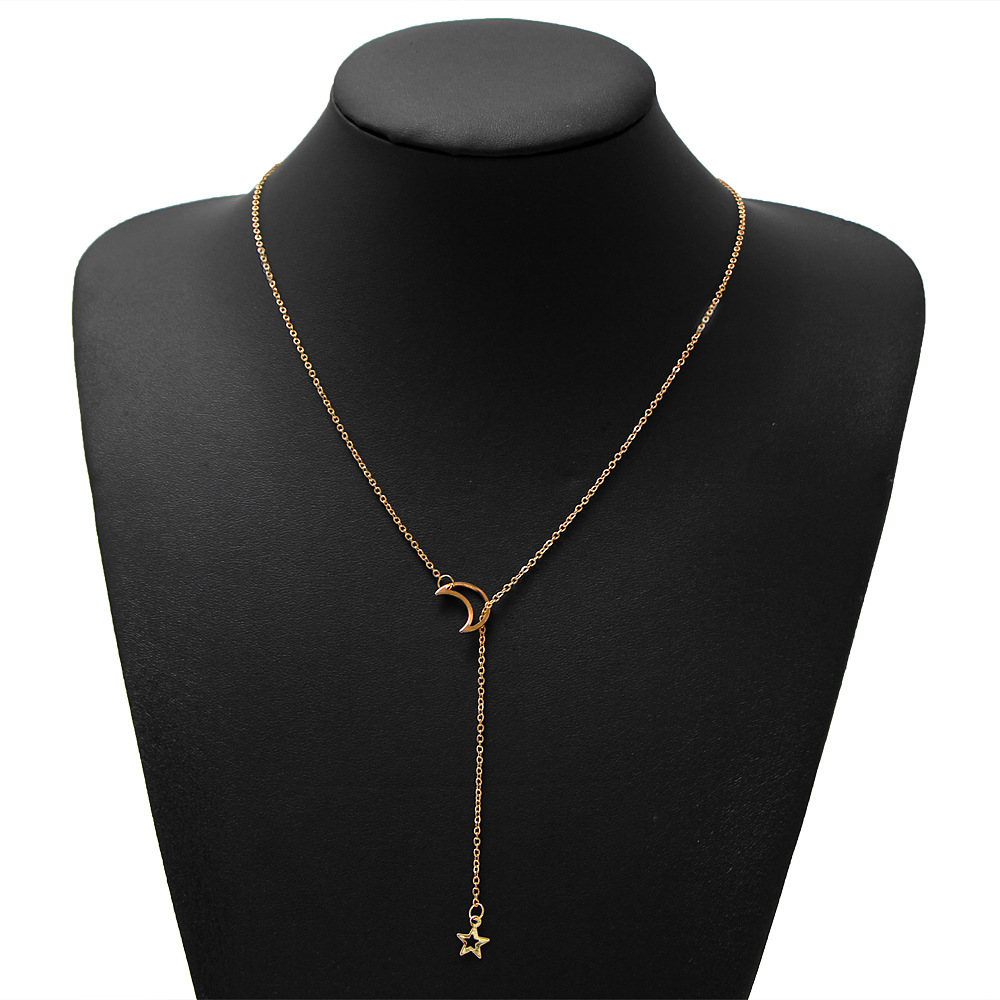 Fashion New Necklace Simple Retro Moon Star Alloy Necklace Wholesale display picture 4