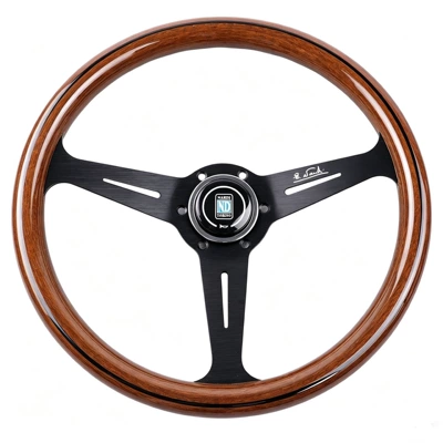 14inch ND Racing Modified Universal Classic Imitation Wood Beidouxing Langdi Jetta Pusan Retro Solid Wood Steering Wheel (Steering wheel) - black