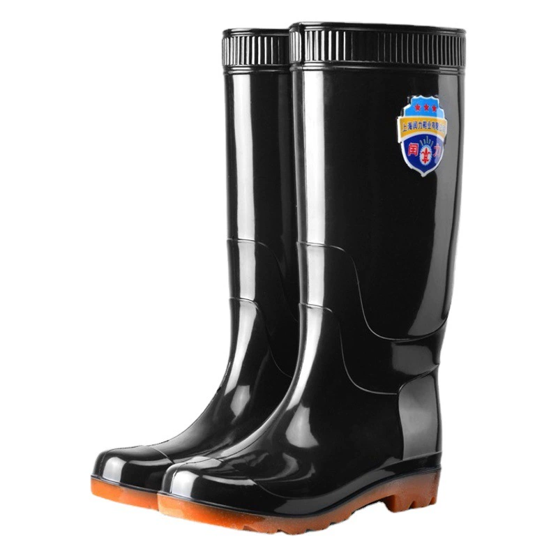 Мужские резиновые сапоги на флисовой подкладке Съемные теплые высокие резиновые сапоги для зимы Теплая утолщенная подошва из говядины средней длины, износостойкая резиновая обувь