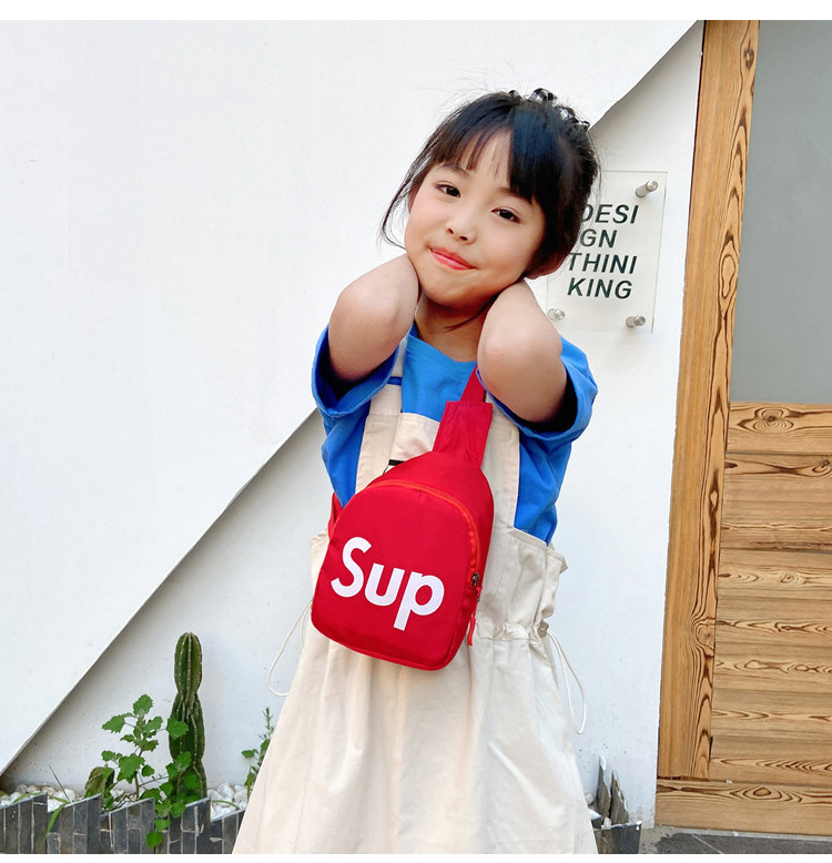 Korean children's chest bag 2021 Summer New Style cute and trendy boys' and girls' waist bag with simple letters, children's single-shoulder bag undefined