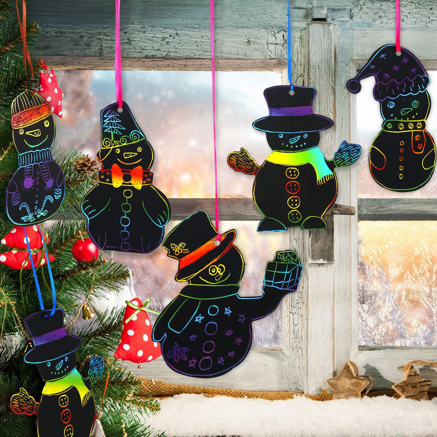 Cute Cartoon Snowman Christmas Tree Scraping Painting Diy Bookmark Decoration display picture 1