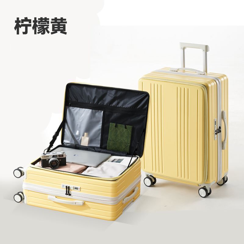 卡黛迩新款侧开盖行李箱多功能旅行箱深仓大容量拉杆箱密码箱学生|undefined