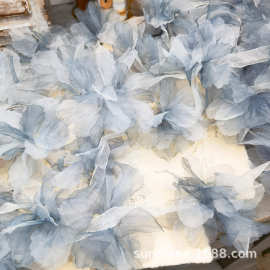 13cm多色欧根纱立体渐变蕾丝大花朵装饰辅料婚纱服饰胸花发饰布艺