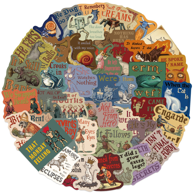 50 Pieces of Medieval Weird Abstract Graffiti Stickers to Decorate Guitar Notebook Luggage DIY Waterproof Cross-Border Batch