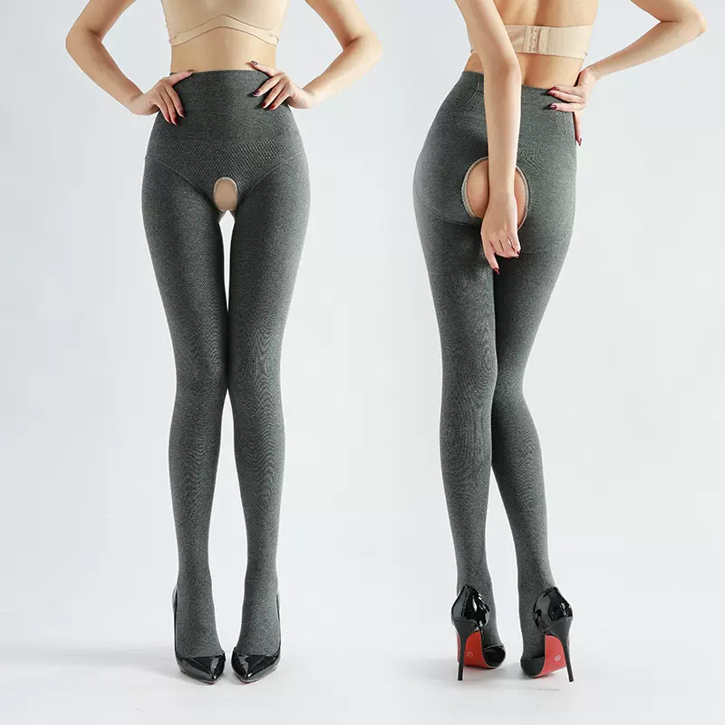 光腿棉秋冬开裆打底裤女加绒保暖性感免脱大码高腰收腹镂空连裤袜