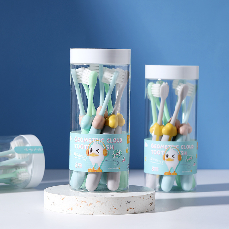 Raoyi Cute Cartoon 8 Kidsren's Toothbrushes 3-12 Years Old Baby Soft Hair Quality Household Toothbrush Family Pack Wholesale