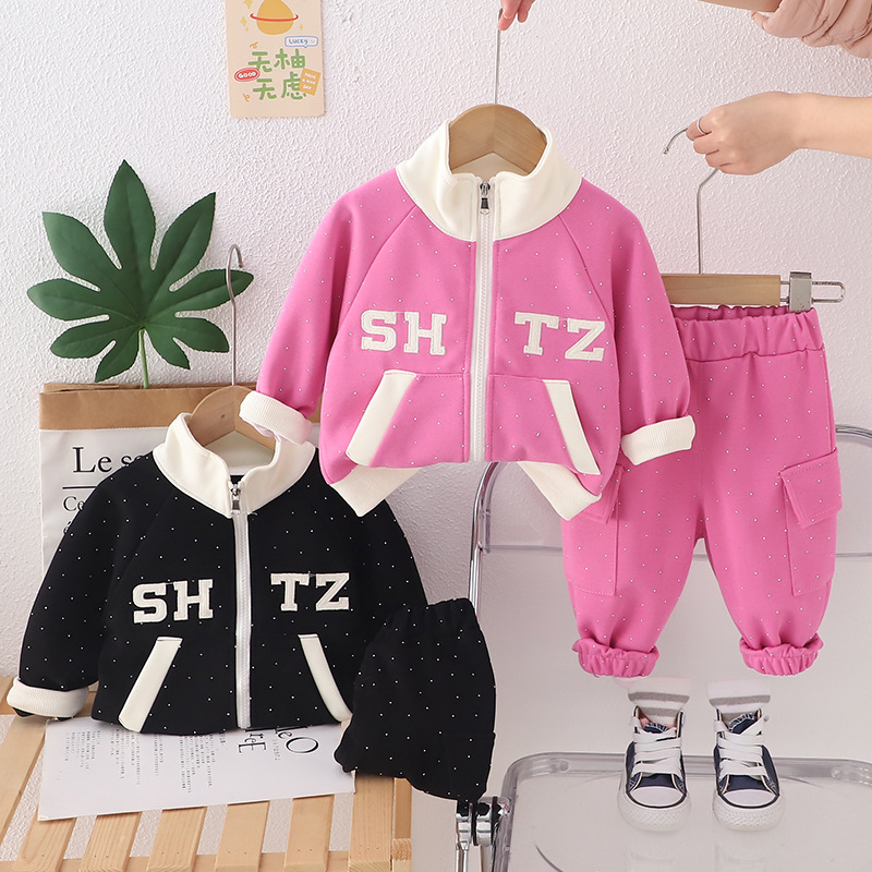 女童春款网红儿童运动套装2025新款洋气外套时尚女孩休闲两件套潮