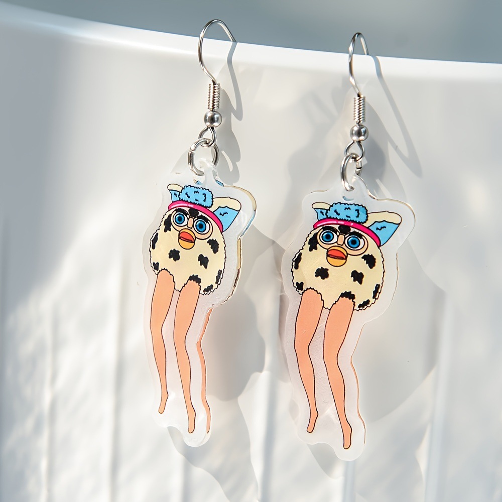 acrylic cartoon design earrings stainless steel