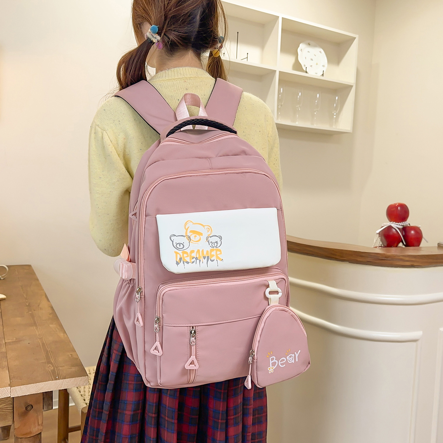 Mochila de mujer fábrica directa de gran capacidad conejo mochila doble mochila de estudiantes de secundaria pequeña mochila de chicas lindas