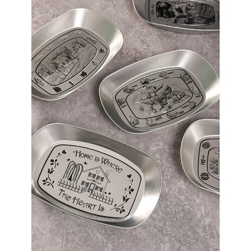 Stainless steel retro household camping picnic plate snack fried food barbecue fruit plate side dish plate