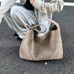 辛芷蕾同款真皮美拉德麂皮女包包大容量水桶特托包手提单肩包手提