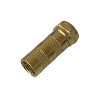 英制锌合金镀铜RG11螺纹F头自紧头 螺旋头有线 F头机顶盒转接头