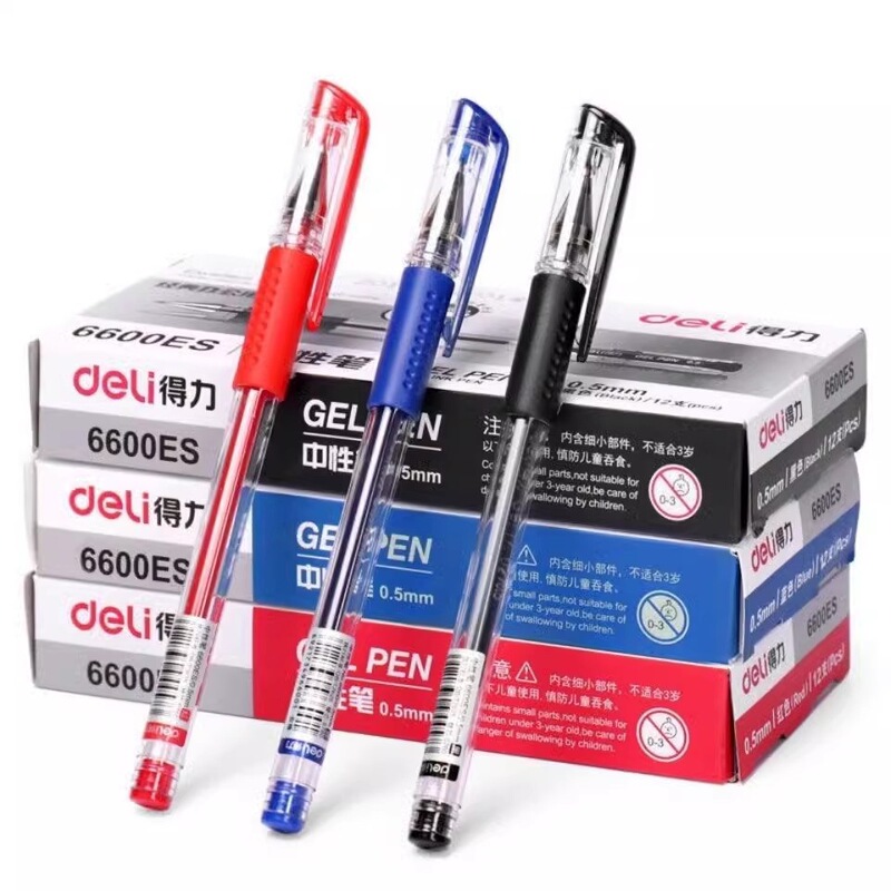 Deli 6600es water pen black red blue gel pen 0.5 signature pen carbon pen office supplies wholesale