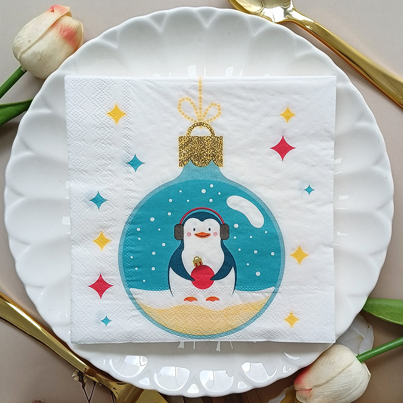 Christmas New Printed Napkin Paper Towel Western Restaurant Baking Shop for Facial Tissue in stock Wholesale Household Napkins Christmas New Printed Napkin Paper Towel Western Restaurant Baking Shop for Facial Tissue in stock Wholesale Household Napkins