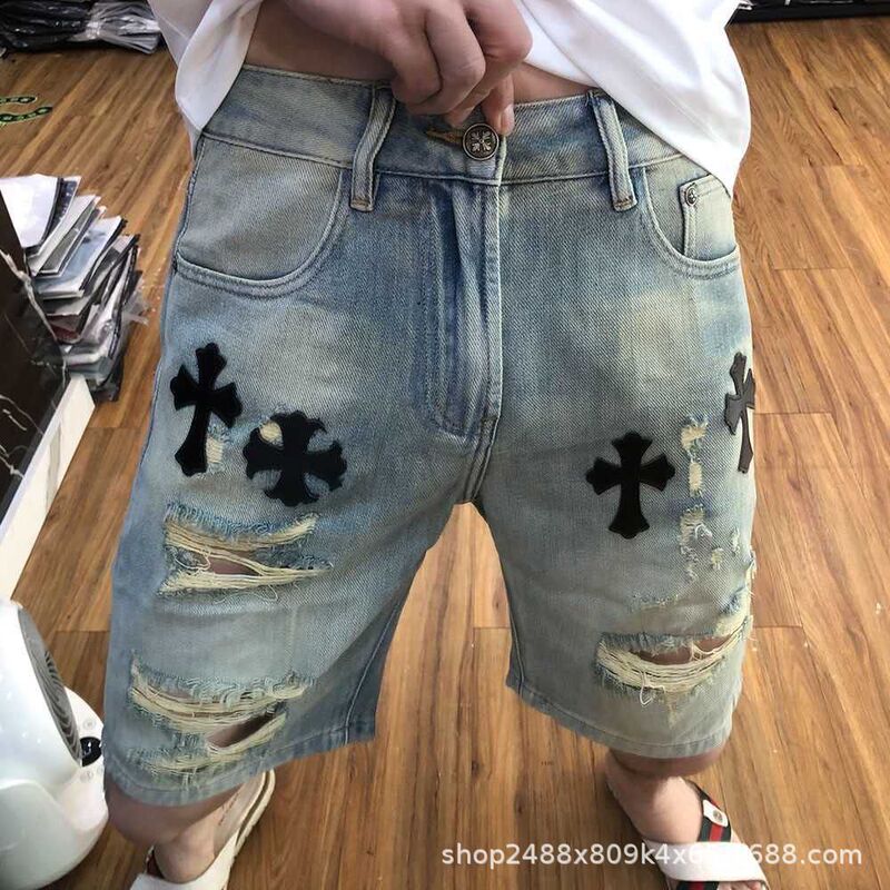 Trendy Brand Ripped Men's Denim Shorts, Summer Thin Style, Loose and Stylish Five-Point Pants, Fashionable Versatile Casual Mid-Length Pants Trendy Brand Ripped Men's Denim Shorts, Summer Thin Style, Loose and Stylish Five-Point Pants, Fashionable Versatile Casual Mid-Length Pants