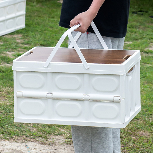 Retro outdoor camping stall storage box car portable picnic folding storage box wooden outdoor box