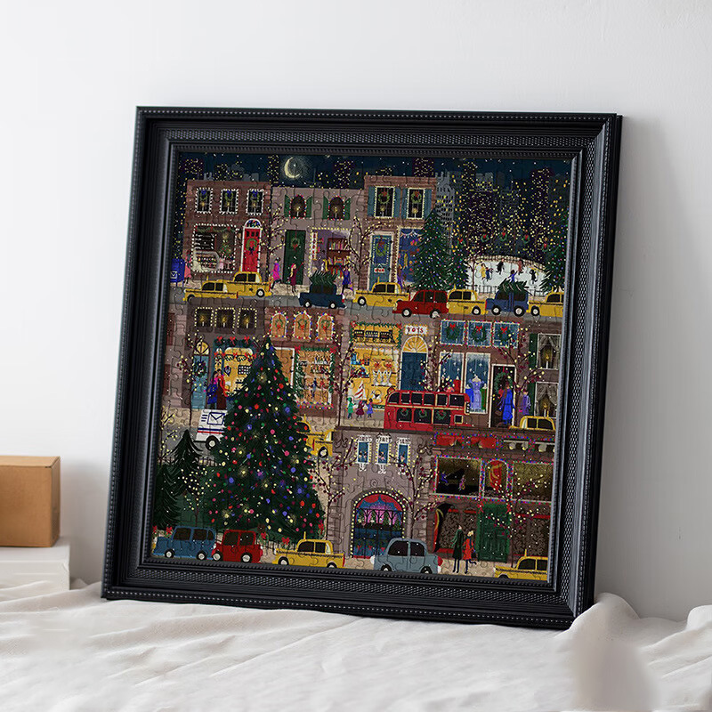 Simple New Photo Frame Wall Hanging Retro Black Picture Frame Square Cardboard Winter Lamp Christmas Puzzle Frame High-End Simple New Photo Frame Wall Hanging Retro Black Picture Frame Square Cardboard Winter Lamp Christmas Puzzle Frame High-End