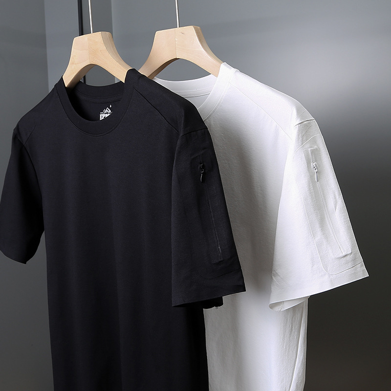 Bird Goods Replace Designer Lines! Moisture-Absorbent and Breathable! Summer Men's Pure Color Versatile Round Neck Work Clothing Short-Sleeved T-Shirt Trendy