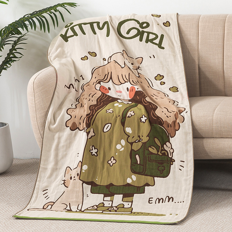 High-grade wash cotton cartoon gauze bath towel cotton padded increase beach towel cotton bath towel a generation of hair