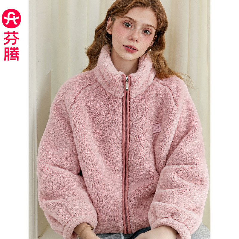 Fenton [Fluffy Milk Velvet] Coral Velvet Couple Pajamas Autumn and Winter Antistatic Single Top Plus Velvet Thickening