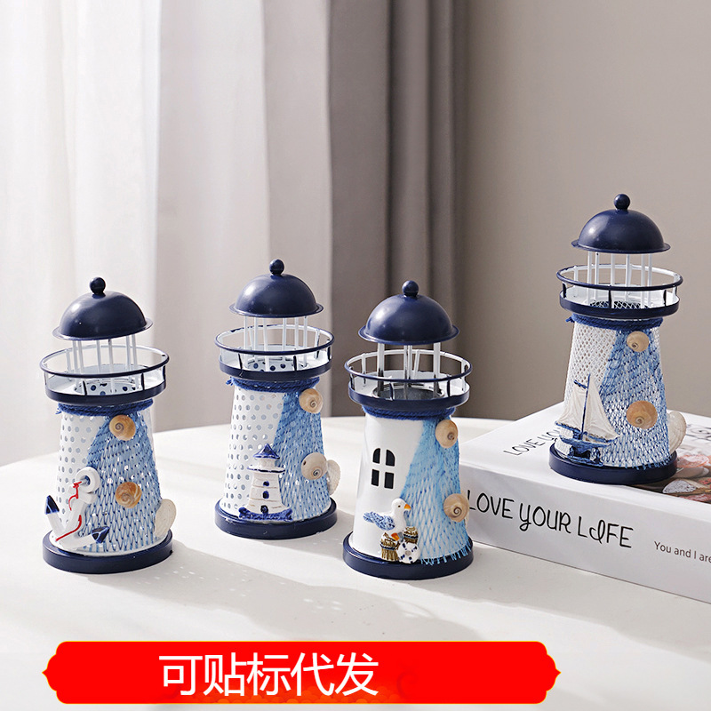 Mediterranean Style Iron Lighthouse Handmade Painting Electronic Lighthouse Home Decoration Creative Pendulum 15cm Mediterranean Style Iron Lighthouse Handmade Painting Electronic Lighthouse Home Decoration Creative Pendulum 15cm