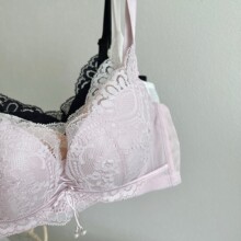 法式蕾丝小胸内衣女无钢圈莫代尔桑蚕丝舒适提拉聚拢上托调整文胸