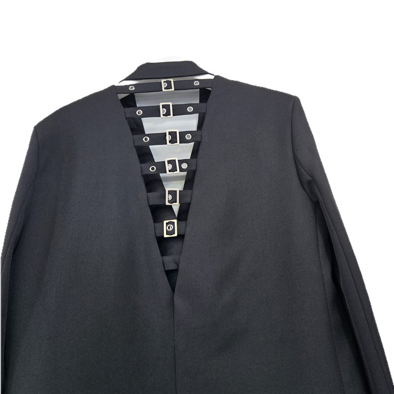 Saco de Vestir Holgado con Calado Trasero y Doble Botonadura