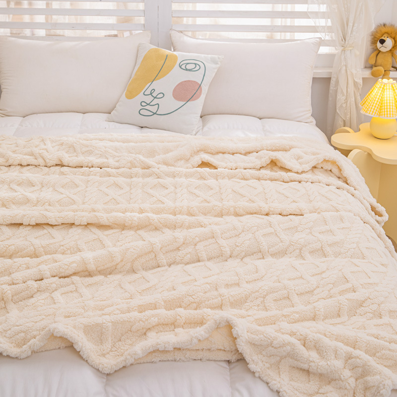 Nuevo suministro directo transfronterizo de piel de torre de una sola capa de jacquard manta de terciopelo grueso manta de color sólido manta de sofá de cuatro estaciones manta al por mayor