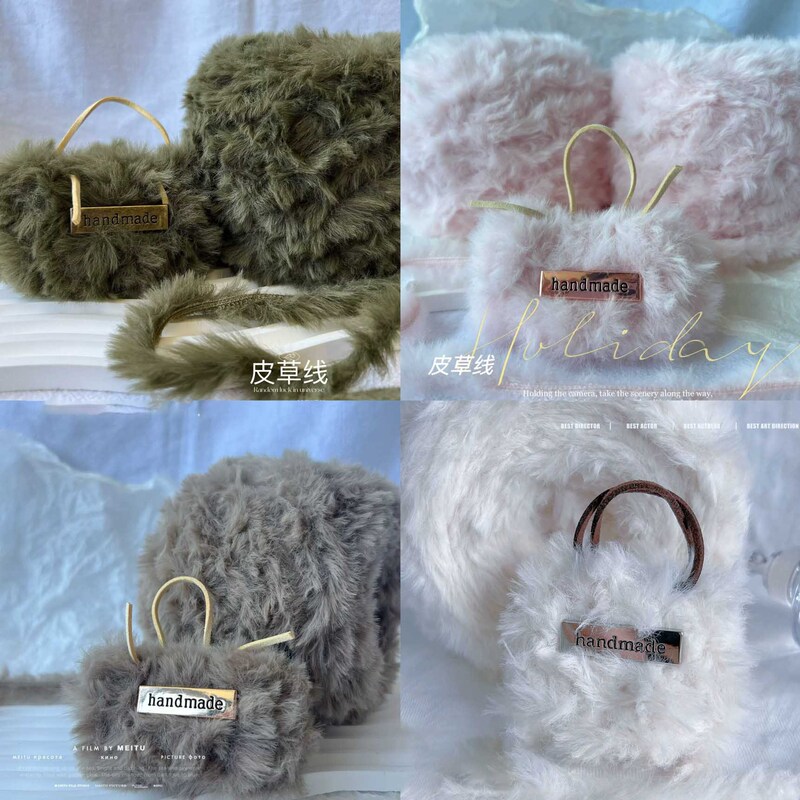 Factory Wholesale Fur Yarn Handmade DIY Plush Scarf Fur Yarn Ball Knitting Cute Bag Material Kit