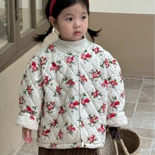 秋冬季女童棉衣内胆碎花加绒儿童装小棉服2024新款宝宝夹棉外套