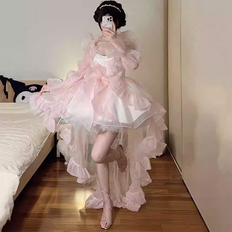High-End Custom Pink Summer Gown in the Style of a Runaway Princess, Trailing Dress, Hot Evening Dress, Puffy Skirt, Girl's Dress High-End Custom Pink Summer Gown in the Style of a Runaway Princess, Trailing Dress, Hot Evening Dress, Puffy Skirt, Girl's Dress