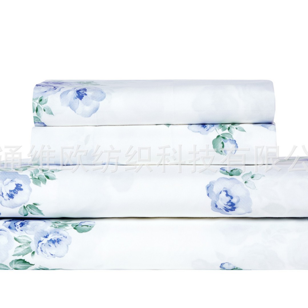 Weiou Cross-Border Home Textiles Amazon Ebay Bed Sheetss and Fitted Bed Sheetss Export Plain Printed Four-Piece Set Bed Sheetsetss