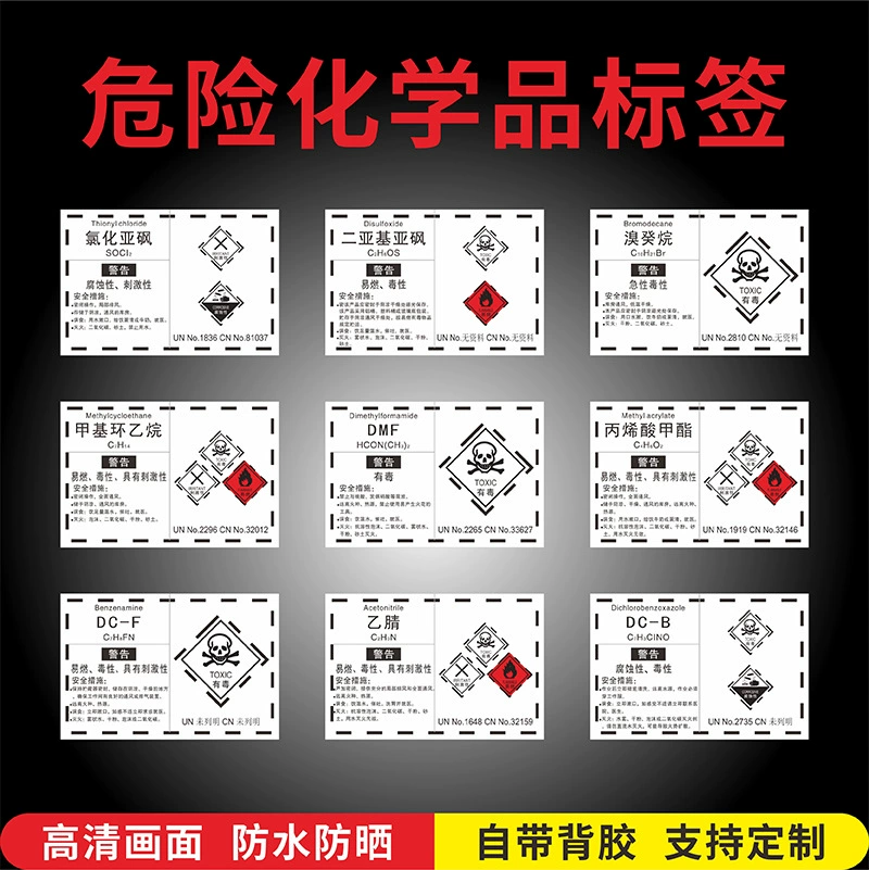 Наклейка с опасным химическим веществом для фабрики, мастерской, лаборатории: химическая маркировка для кислоты, жидкого щелочи, ксилола, этанола