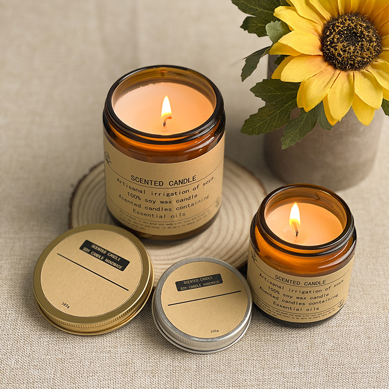 Brown aromatherapy candle wholesale soy wax brown cup jar essential oil fragrance home bedroom sleep birthday souvenir