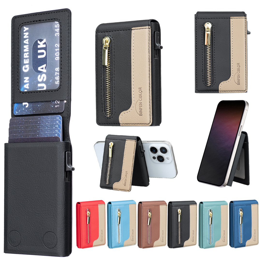 Amazon's New Magnetic Flip Card Box Zipper Anti-Theft Multi-Functional Men's Card Holder Vertical Metal Card Holder