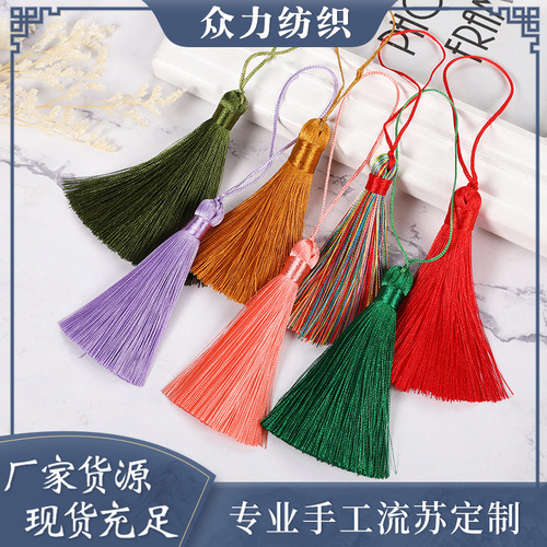 8cm vertical ancient style fat tassel, polyester ice silk tassel bookmark, Hanfu high hat jewelry pendant tassel