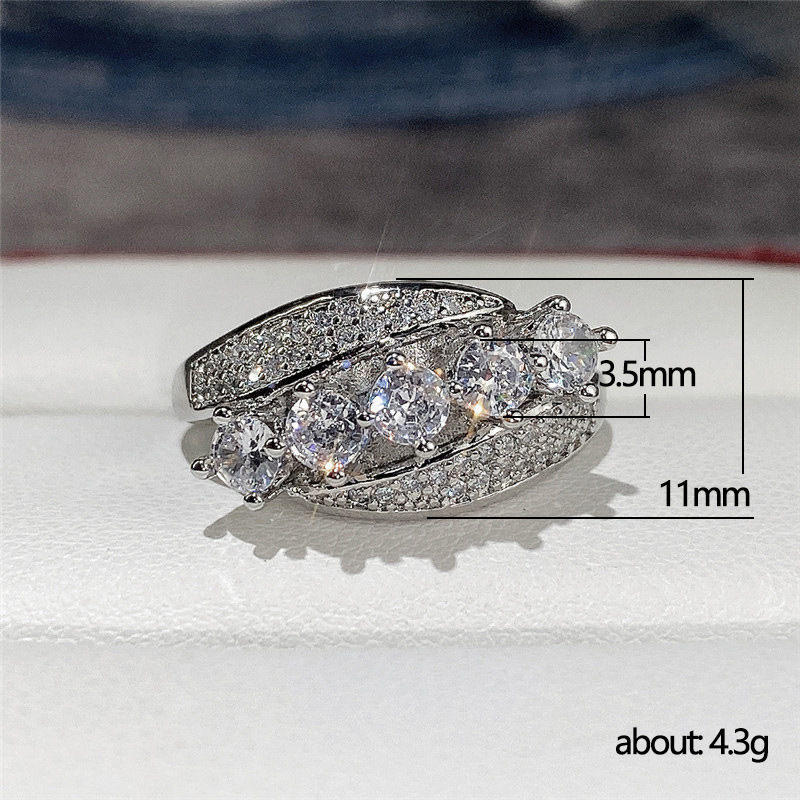 Bague Pour Femme Rétro En Zircon Platine Plaqué Cuivre display picture 1