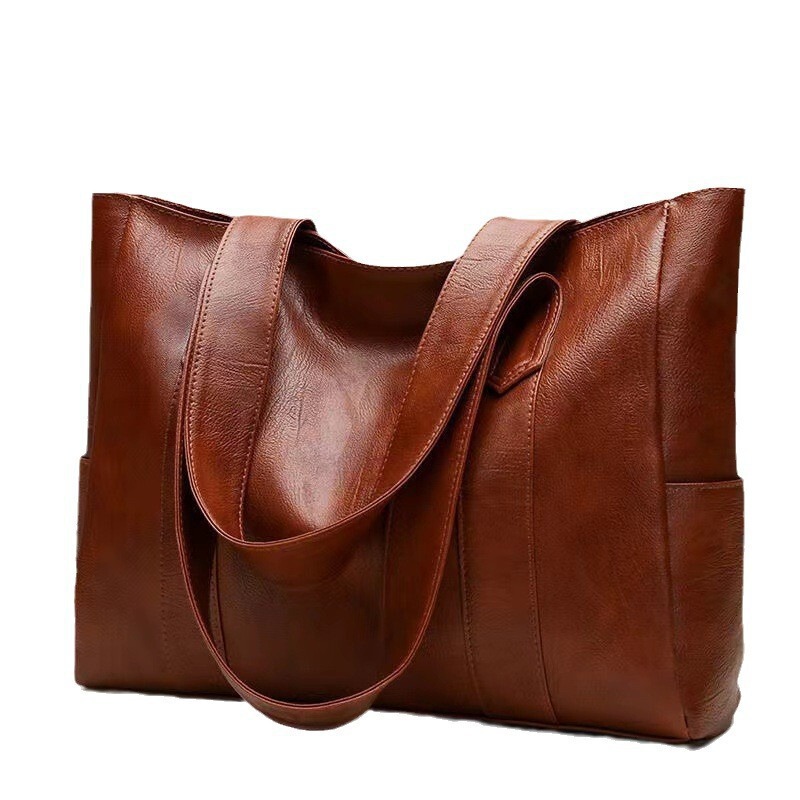 Large Bag Women's 2024 New Korean Style Large Capacity All-match Tote Bag Handbag Soft Leather Women's Bag Leather Bag Shoulder Bag
