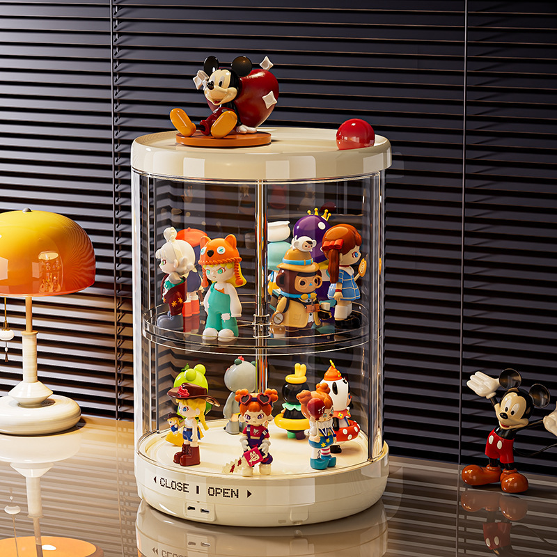 回転ブラインドボックスディスプレイボックスラブブフィギュアコレクションボックス防塵透明ビニール人形ラブブディスプレイキャビネット|undefined