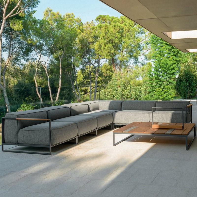 Sofá de exterior de ratán para villa, patio, jardín, terraza, impermeable, con protección solar, juego de sofás de aleación de aluminio, muebles de diseño. image 3