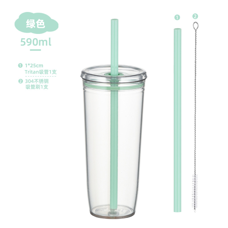 Nuevo Modelo 2026, Vaso de Tritán de 590 ml con Pajita, para Té con Leche, Café, Multicolor, de Gran Capacidad