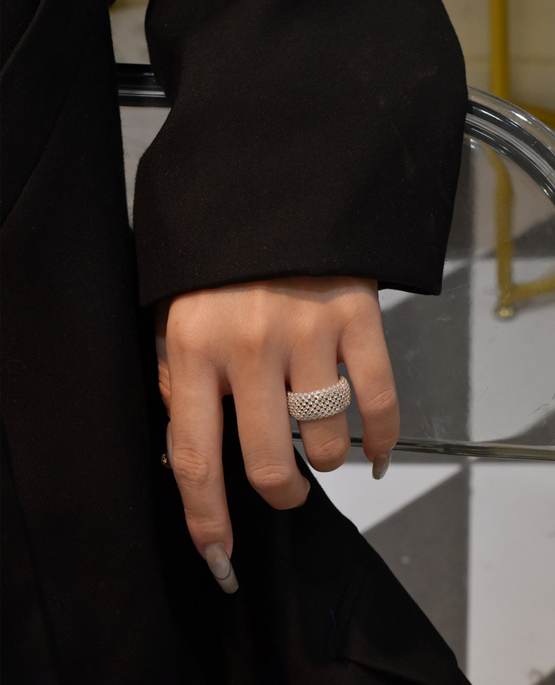 Fashion Geometric Sterling Silver Inlay Zircon Rings