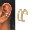 Golden earrings, ear clips, set, simple and elegant design, no pierced ears