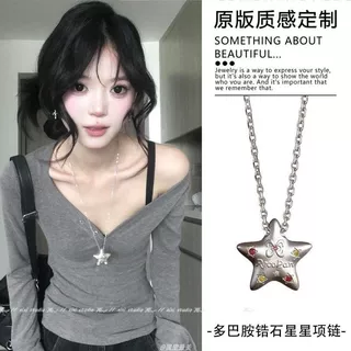 yk2多巴胺星星吊坠项链女2025新款精致毛衣链百搭配t恤甜酷风颈链