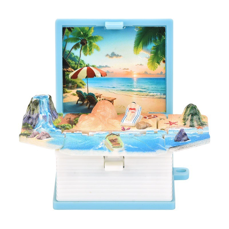 Creative small toy, three dimensional folding keychain with key, creative gift, in 3d format