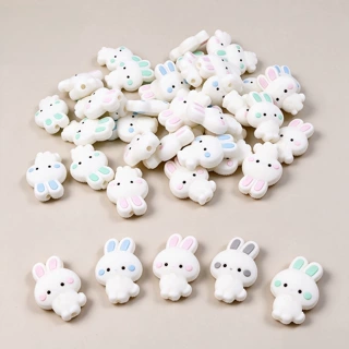 小白兔子硅胶珠 diy笔珠手链钥匙扣软胶动物散珠饰品配件工厂批发