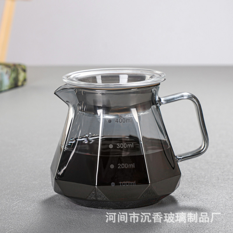 Venta al por mayor diamante café vidrio mano Punch compartir olla traje vidrio filtro taza embudo cerveza olla imprimible logotipo