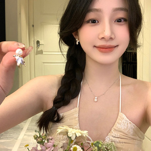 Spring Butterfly Natural Pearl Fishtail Tassel Earrings Women's Light Luxury Niche High-end Earrings Temperament Versatile Earrings