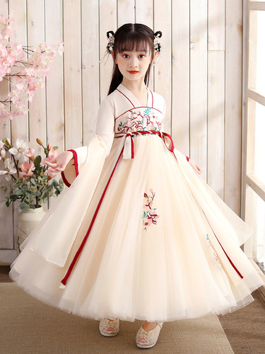 Girls' Hanfu dress, autumn children's princess dress, summer dress, long-sleeved spring and autumn children's dress, female autumn style internet celebrity dress, autumn dress
